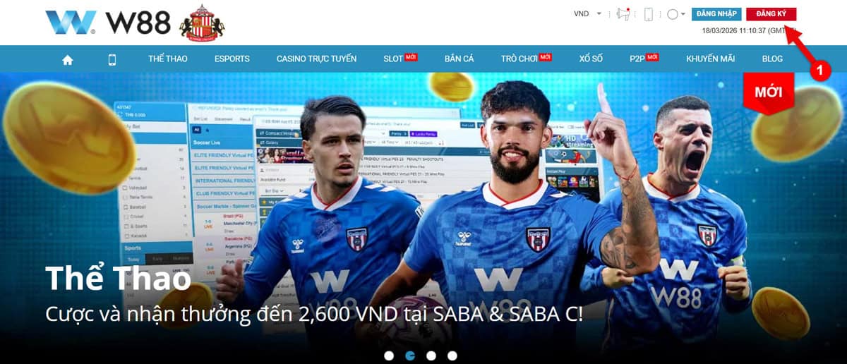 Bước 1: Truy cập vào trang chủ W88