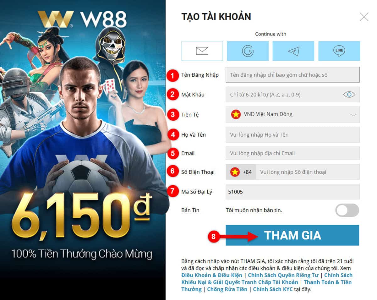 Bước 2: Điền các thông tin đăng ký