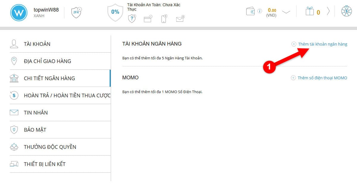 Thêm tài khoản ngân hàng