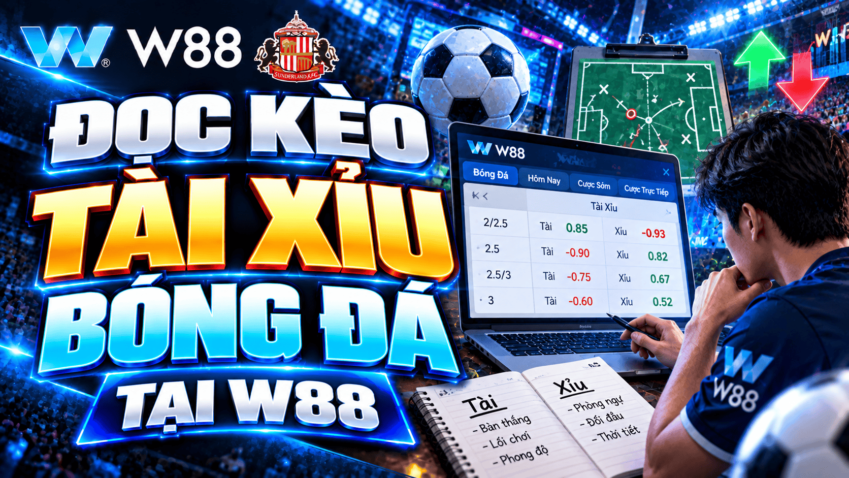 Đọc kèo tài xỉu bóng đá tại W88 cần kiểm tra gì?